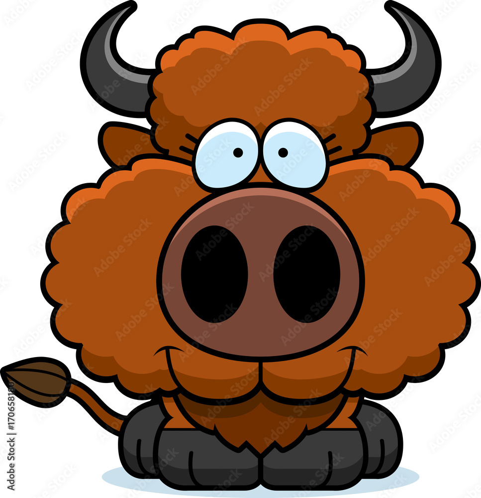 Fototapeta premium Cartoon Buffalo Smiling