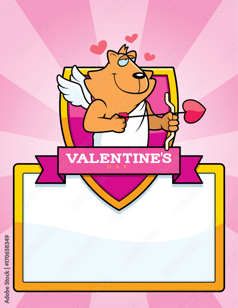 Naklejka premium Cartoon Cat Cupid Graphic