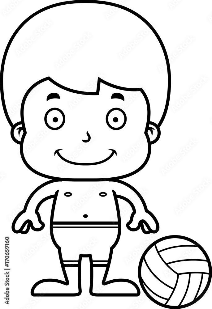 Cartoon Smiling Beach Volleyball Player Boy Cartoon Smiling Beach Volleyball Player Boy