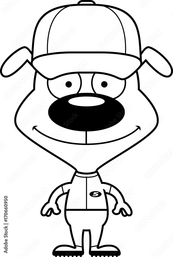 Cartoon Smiling Baseball Player Puppy Cartoon Smiling Baseball Player Puppy