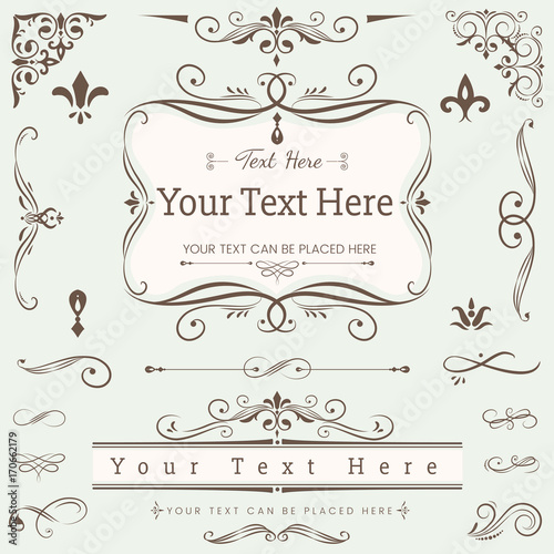 Flourish ornaments elements calligraphy decoration vector illustration