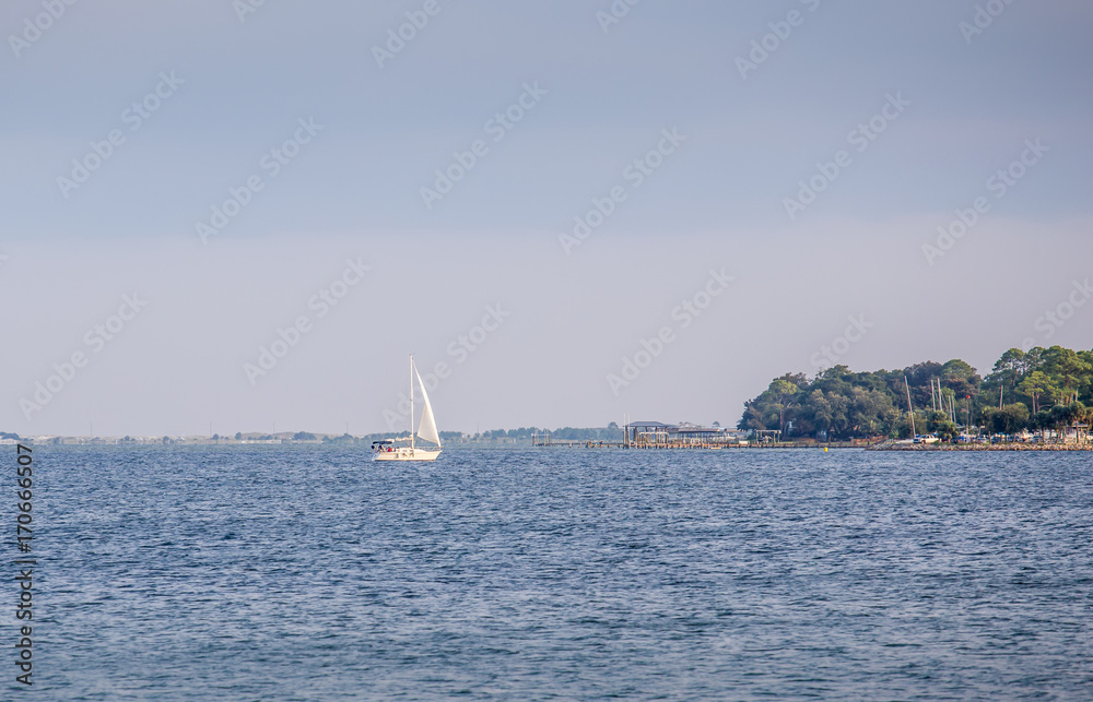 Obraz premium Choctawhatchee Bay, Ft. Walton Beach, Florida: Still calm Choctawhatchee Bay, Ft. Walton Beach, Florida in the wake of Hurricane Irma. Image taken 06 September 2017.
