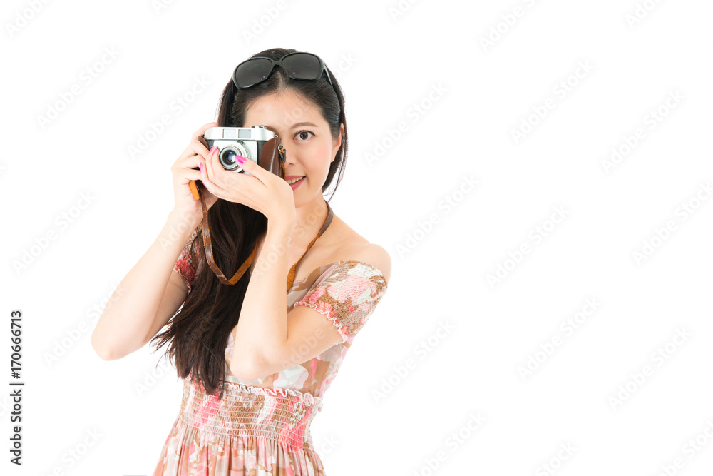 attractive woman face to camera taking picture attractive woman face to camera taking picture