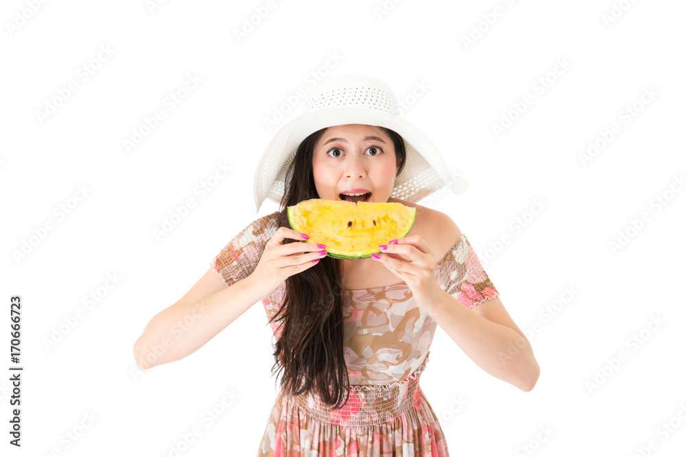 elegant attractive woman eating watermelon elegant attractive woman eating watermelon