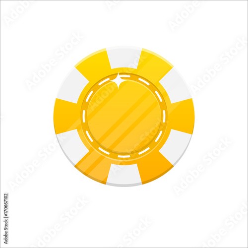 Yellow casino chip cartoon style isolated. The original casino chip for designers and illustrators. Casino bet in the form of a vector illustration