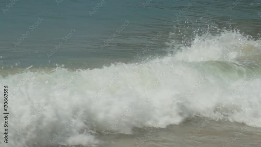Strong waves at South China Sea on Dadonghai Beach slow motion stock footage video Strong waves at South China Sea on Dadonghai Beach slow motion stock footage video