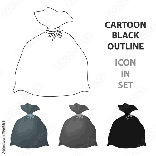 Garbage bag icon in cartoon style isolated on white background. Cleaning symbol stock vector illustration.