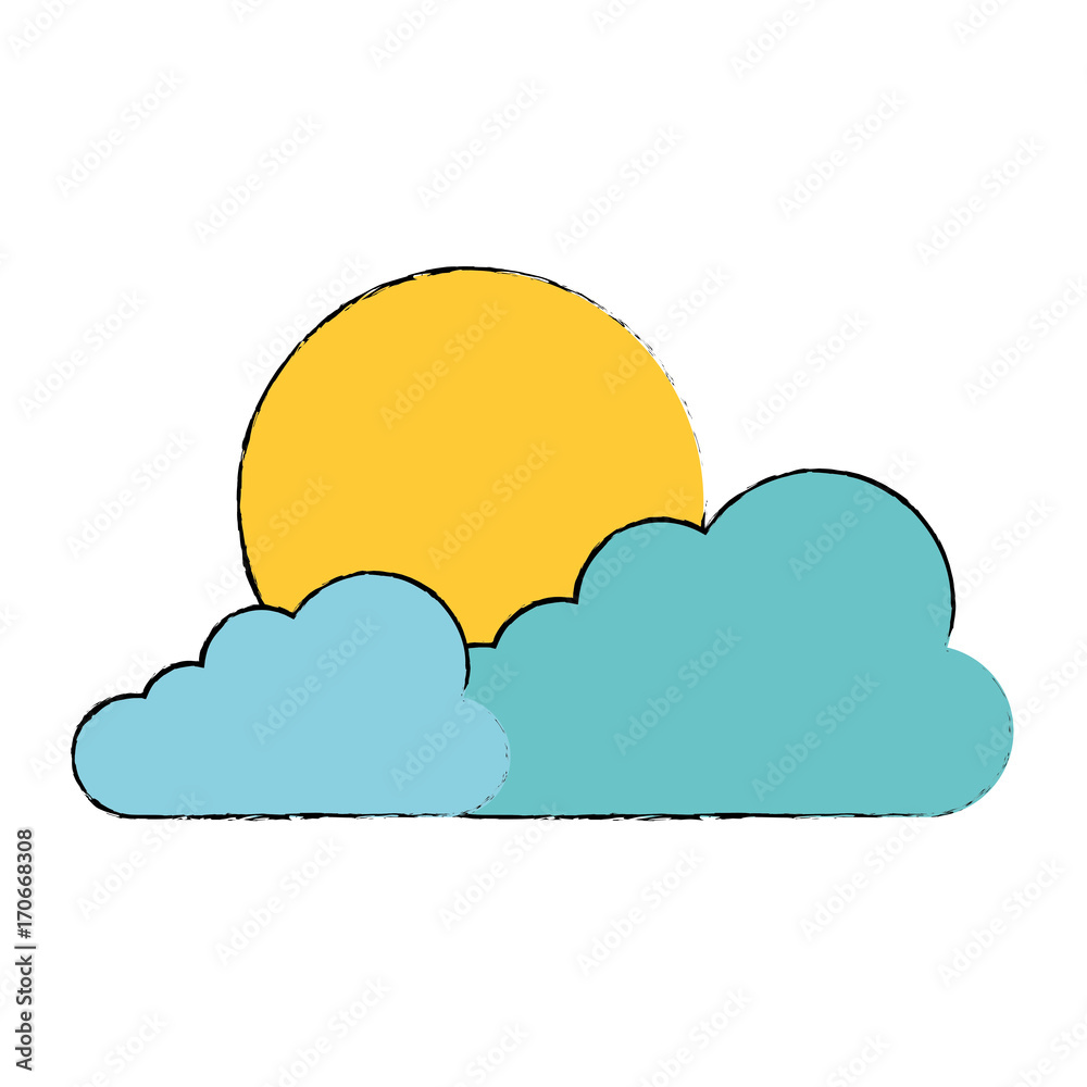 cloud sky with sun vector illustration design cloud sky with sun vector illustration design