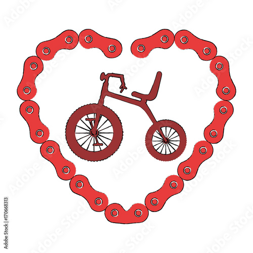 cute tricycle with heart vector illustration design