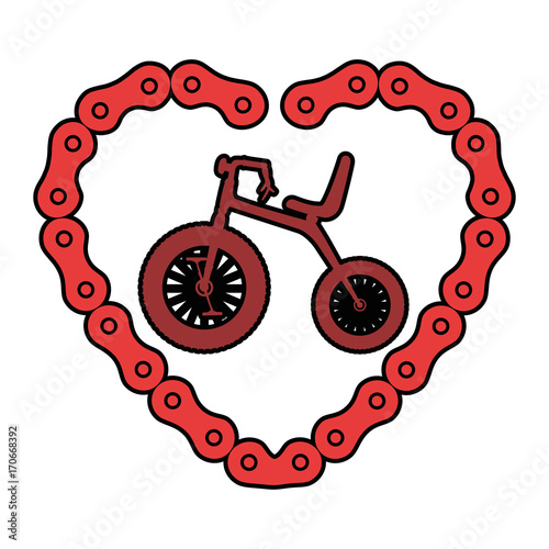cute tricycle with heart vector illustration design