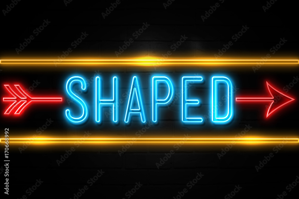 Shaped  - fluorescent Neon Sign on brickwall Front view