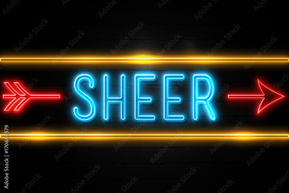 Sheer  - fluorescent Neon Sign on brickwall Front view
