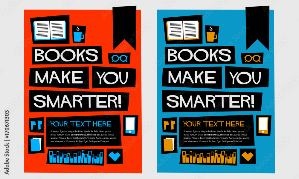 Books Make You Smarter! (Flat Style Vector Illustration Book Quote Poster Design) Books Make You Smarter! (Flat Style Vector Illustration Book Quote Poster Design)