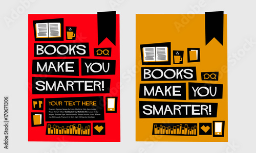 Books Make You Smarter! (Flat Style Vector Illustration Book Quote Poster Design)