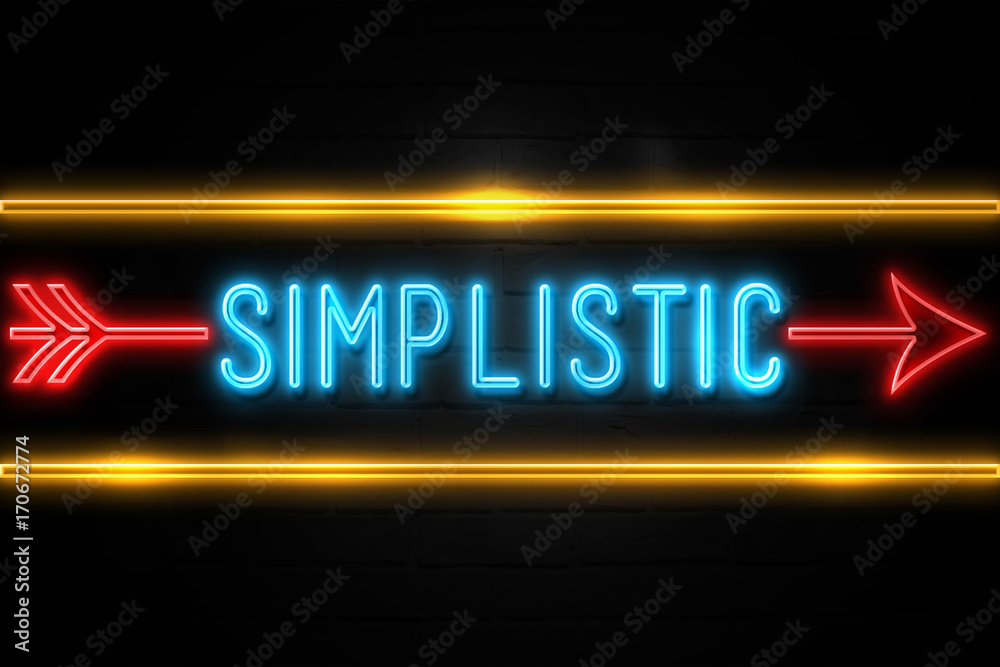 Simplistic - fluorescent Neon Sign on brickwall Front view Simplistic - fluorescent Neon Sign on brickwall Front view