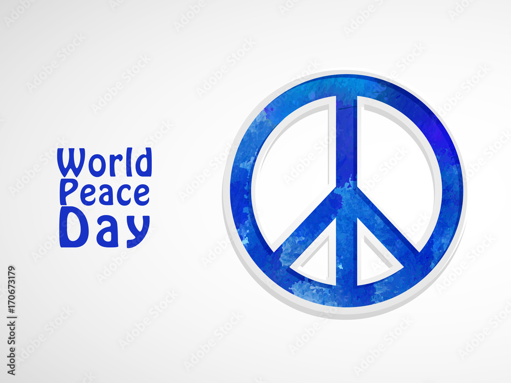 illustration of Peace Symbol with World Peace Day text on the occasion of International Peace Day 
