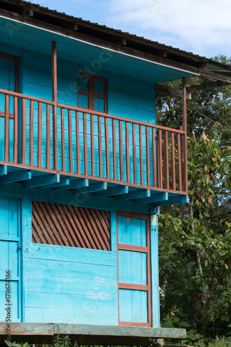 colourful wood house closeup detail in the jungle photo