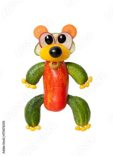 Bear made of vegetables on isolated background