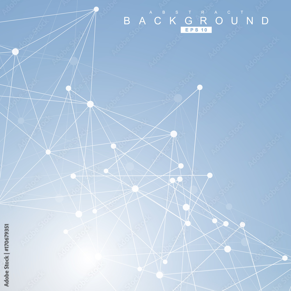 Geometric abstract background with connected line and dots. Structure molecule and communication. Scientific concept for your design. Medical, technology, science background. Vector illustration. Geometric abstract background with connected line and dots. Structure molecule and communication. Scientific concept for your design. Medical, technology, science background. Vector illustration.