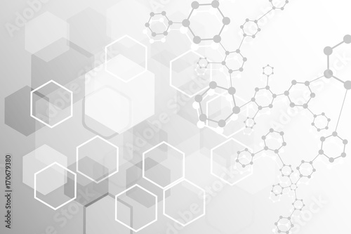 Geometric abstract background with connected line and dots. Structure molecule and communication. Scientific concept for your design. Medical, technology, science background. Vector illustration.