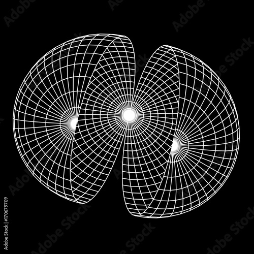 Wireframe Mesh Hemisphere Shell. Connection Structure. Digital Data Visualization Concept. Vector Illustration.