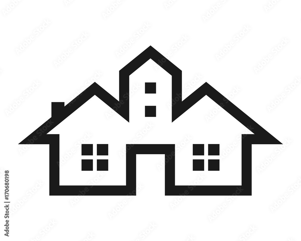 silhouette home house residential architecture image icon vector