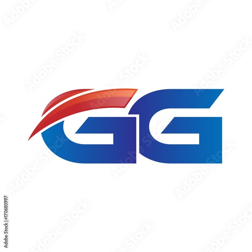 Free Download modern vector initial letters logo swoosh gg red blue - GFXLoad