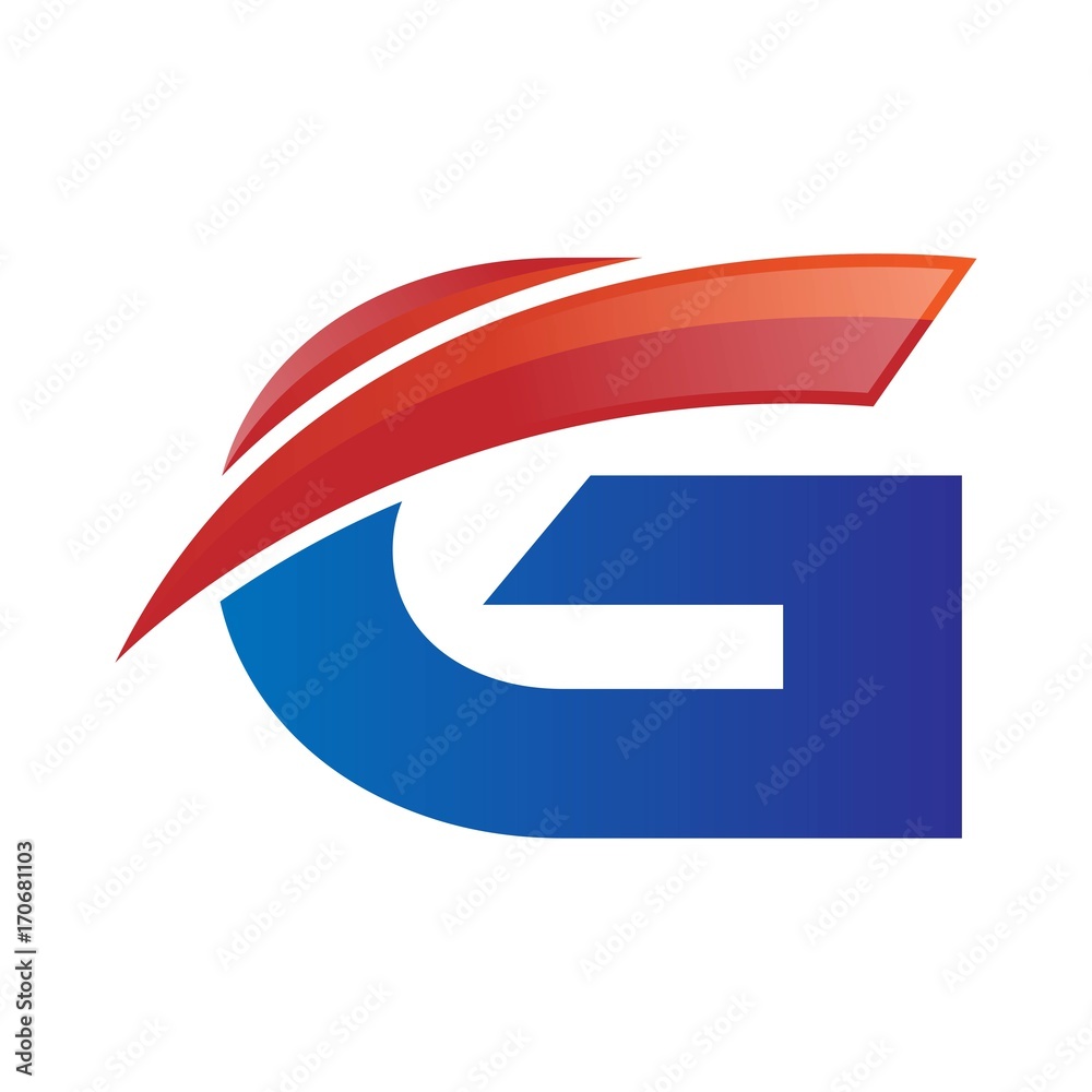 modern vector initial letters logo swoosh g red blue modern vector initial letters logo swoosh g red blue