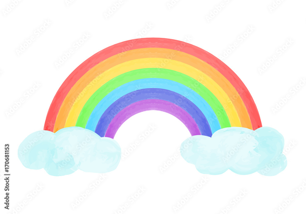 Composition with rainbow and clouds in hand drawn style. Vector illustration. Composition with rainbow and clouds in hand drawn style. Vector illustration.