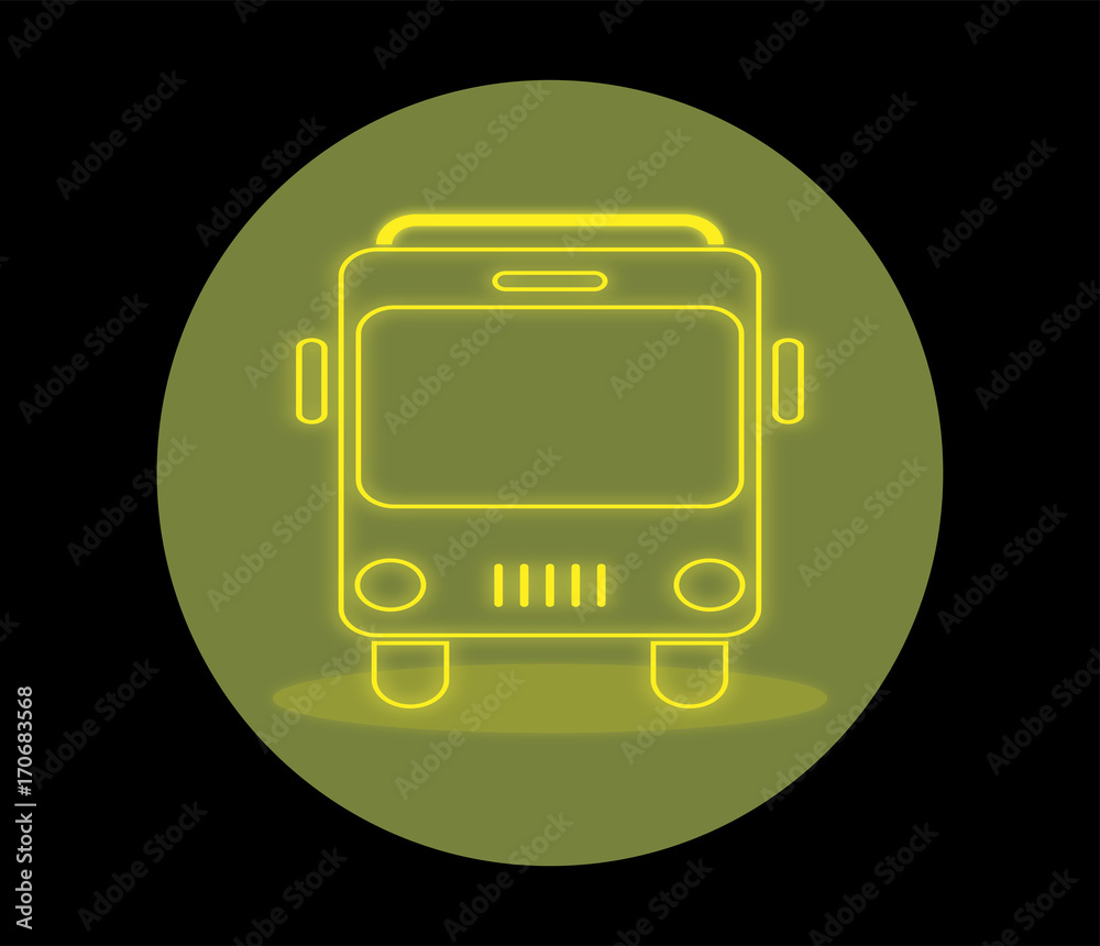 bus line Glow icon in dark background Vector bus line Glow icon in dark background Vector