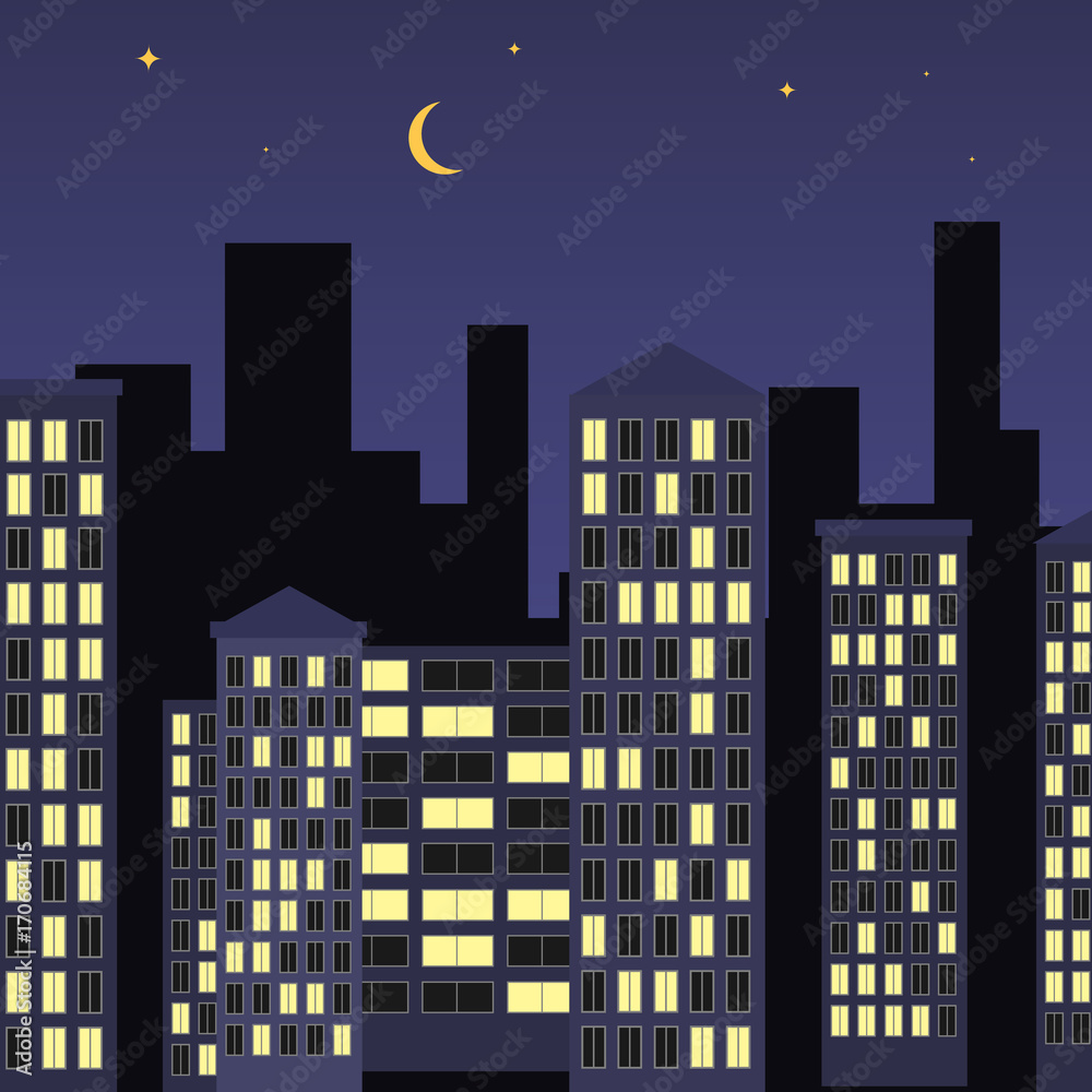 Plakat Ilustracja miasta noc