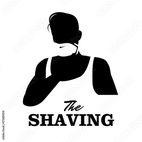 Man shaving. Razor and shaving foam. Barbershop emblem