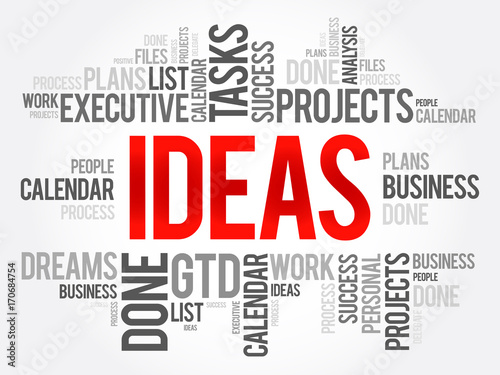 Ideas word cloud collage, business concept background