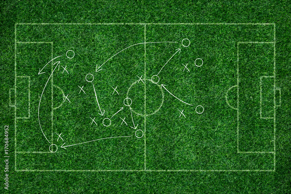green grass texture background of soccer field top view drawing a soccer game strategy. green grass texture background of soccer field top view drawing a soccer game strategy.