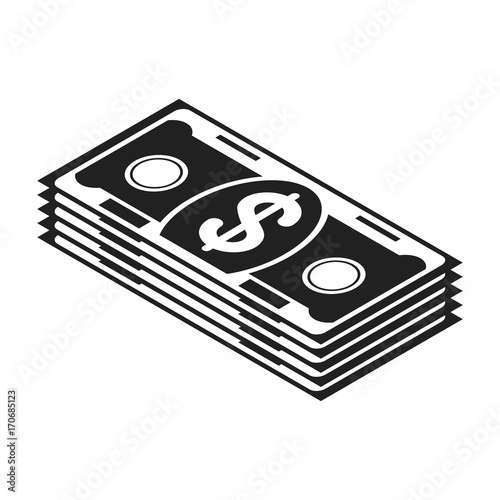 Flat design vector illustration paper dollar cash banknote icon. Business, finance, investment and loans. Bank, pawnshop and financial institution concept. Isolated on a white background.