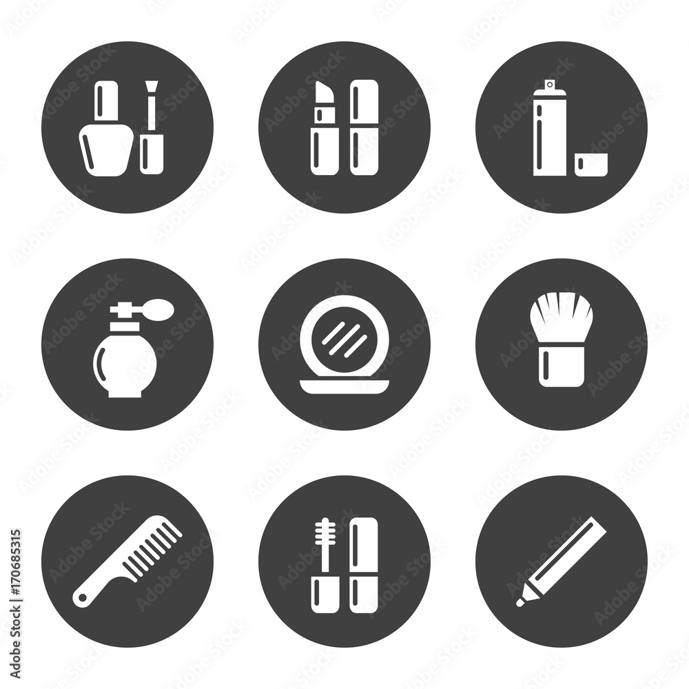 Decorative cosmetic icon set
