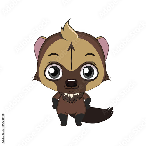 Cute stylized cartoon wolverine illustration ( for fun educational purposes, illustrations etc. )