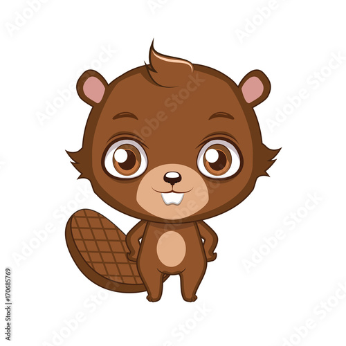 Cute stylized cartoon beaver illustration   for fun educational purposes  illustrations etc.  