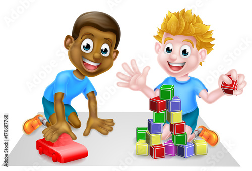 Cartoon Boys Playing