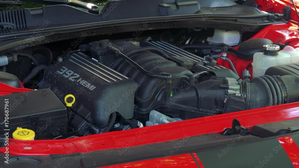 Closeup of engine American Car 