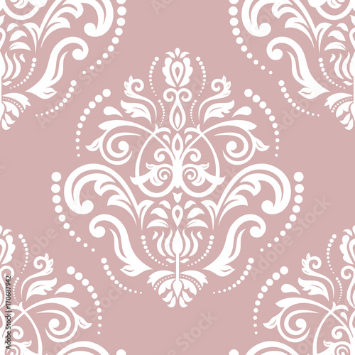 Oriental classic purple and white pattern. Seamless abstract background with repeating elements. Orient background