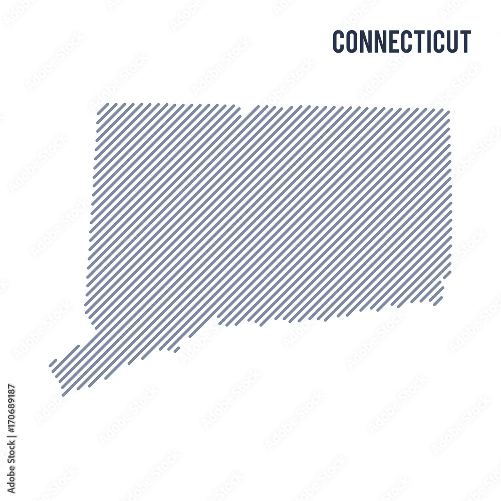 Vector abstract hatched map of State of Connecticut with oblique lines isolated on a white background. Vector abstract hatched map of State of Connecticut with oblique lines isolated on a white background.