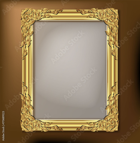 Vintage frame retro decoration corner template design.Gold photo frame with corner line floral for picture, Vector design decoration frame pattern style.frame floral border template illustration
