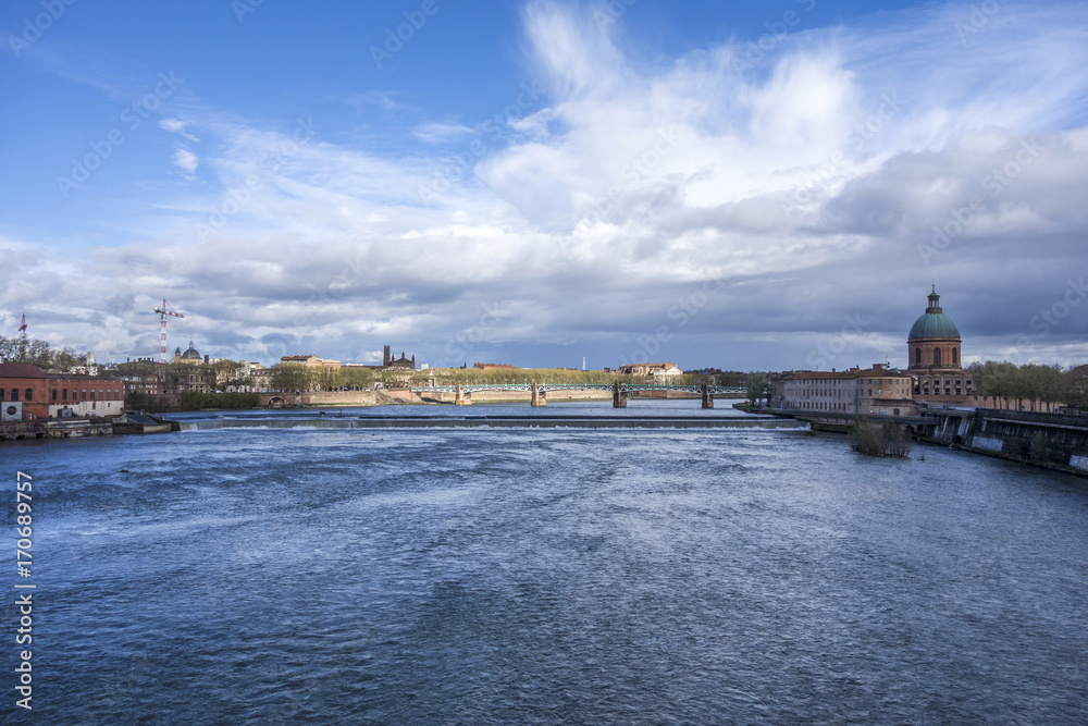 panoramic view to skyline of Toulouse