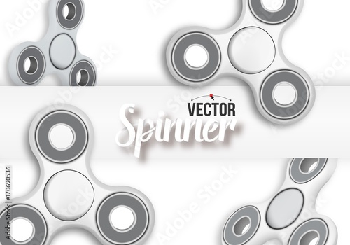 Illustration of Vector Fidget Spinner Banner Template. 3D Realistic Vector Modern Relaxation Spinning Gadget Banner