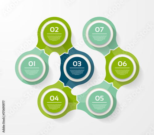 Vector infographic template for diagram, graph, presentation and chart. Business concept with 7 options, parts, steps or processes