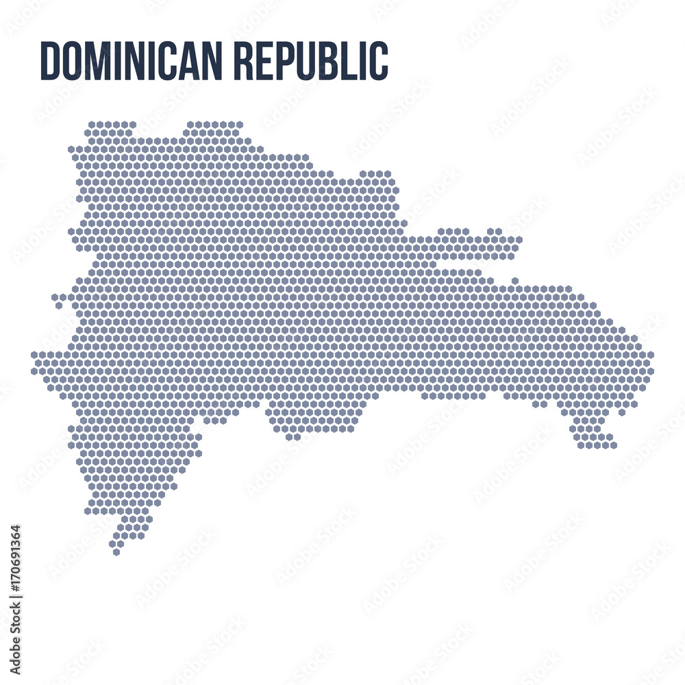 Vector hexagon map of Dominican Republic isolated on white background
