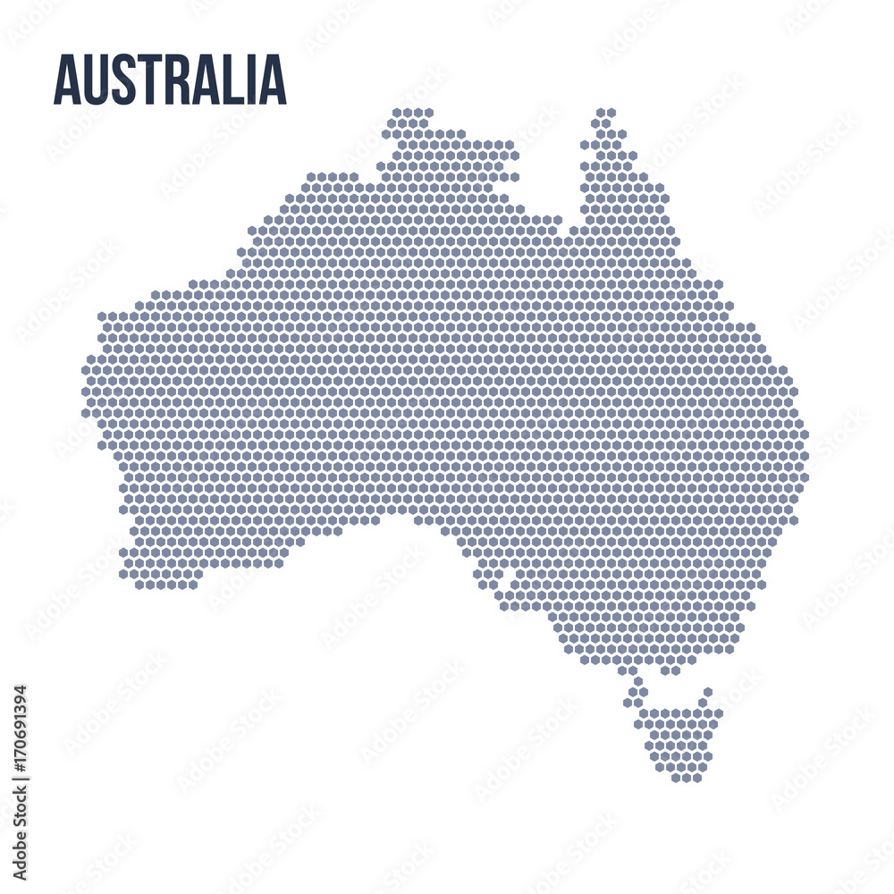 Vector hexagon map of Australia isolated on white background