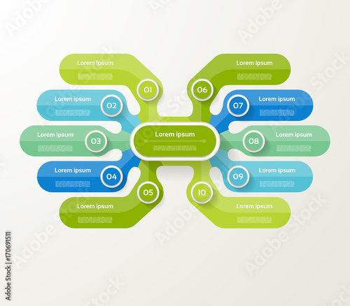 Vector infographic template for diagram, graph, presentation and chart. Business concept with 10 options, parts, steps or processes