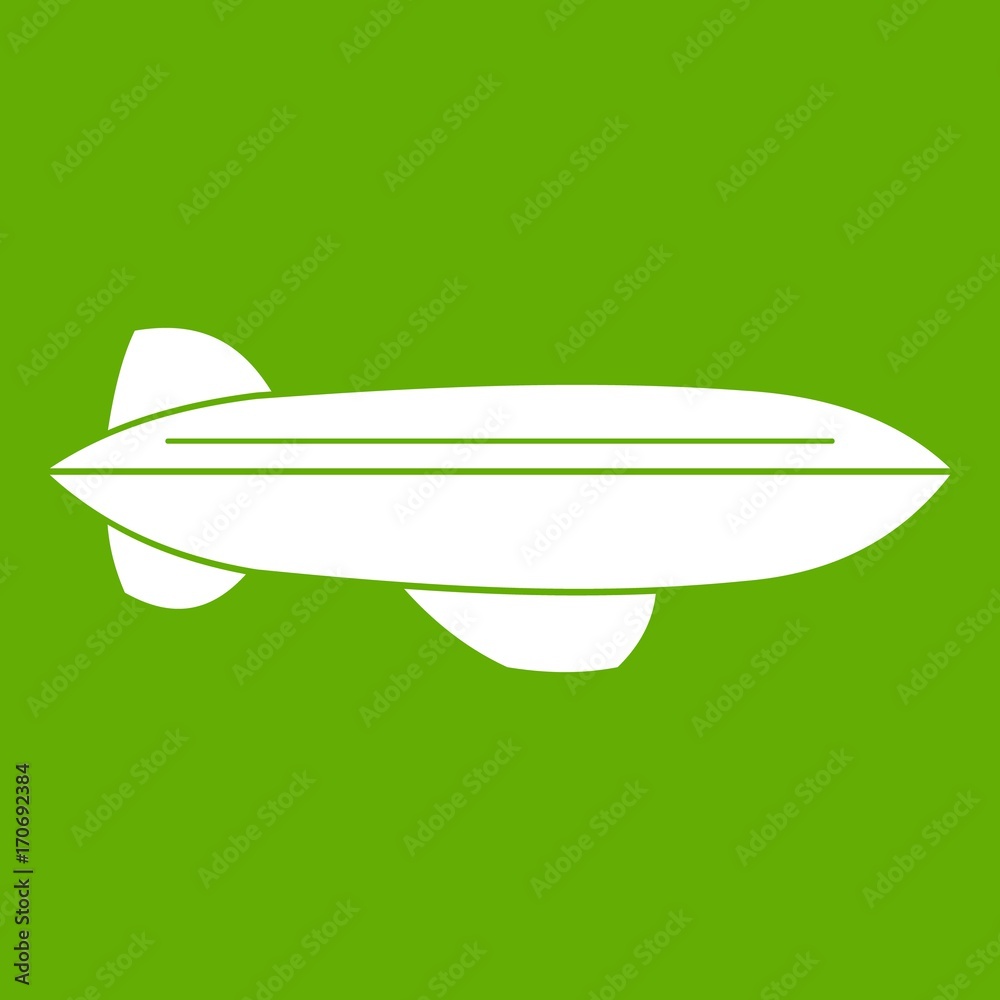 Blimp aircraft flying icon green Blimp aircraft flying icon green